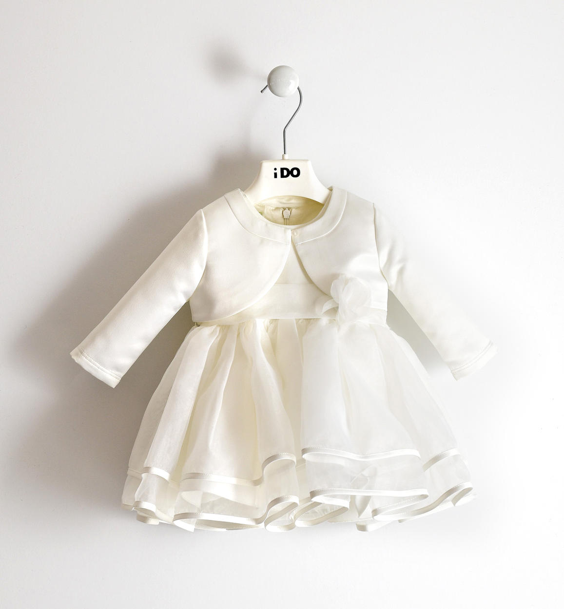 Elegante completo abito e giacchina per neonata PANNA iDO