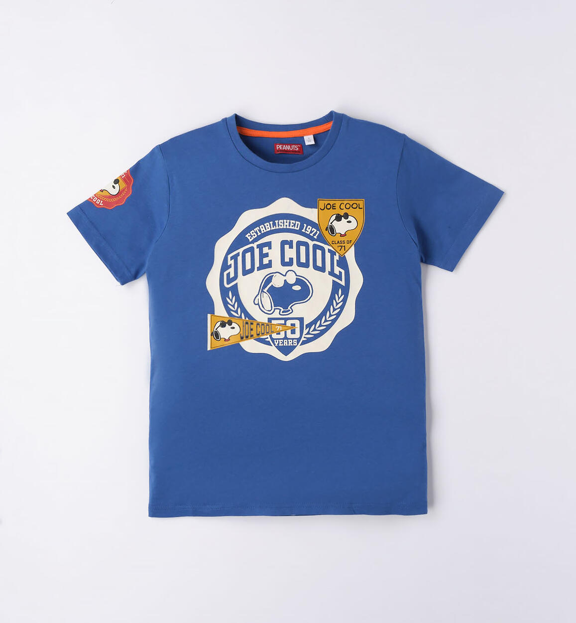T-shirt college Snoopy per ragazzo BLU Sarabanda