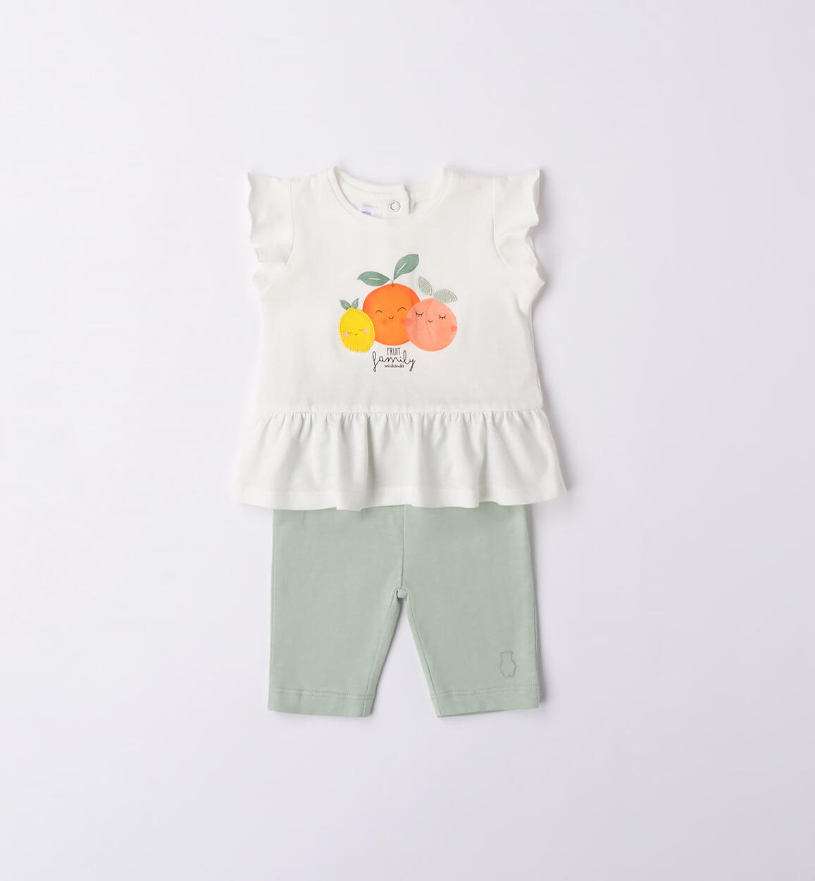 Minibanda fruit design summer outfit for girls, from 1 to 24 months CREAM Minibanda