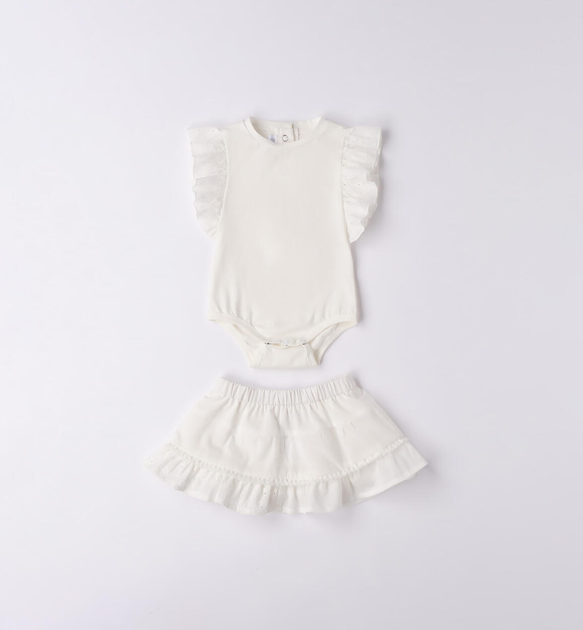 Minibanda bodysuit and skirt outfit for baby girls, from 1 to 24 months CREAM Minibanda