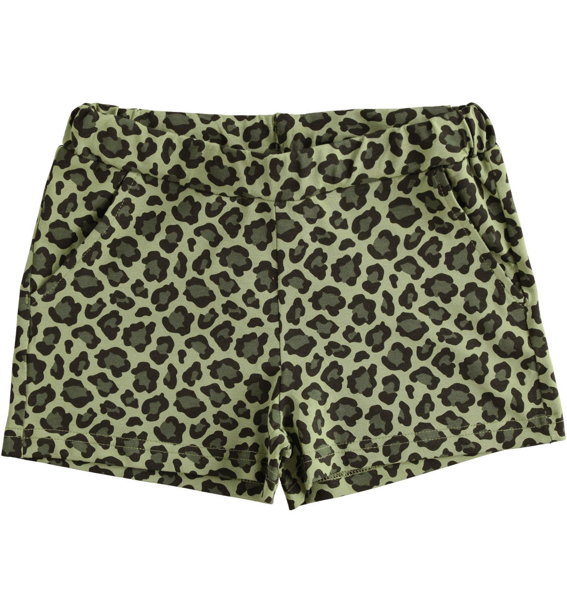 Shorts bambina in jersey stretch stampa all over VERDE iDO