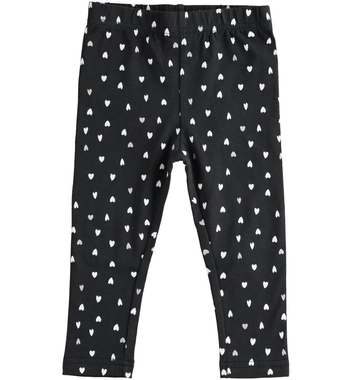 Leggings bambina in jersey stretch con stampa all over NERO iDO