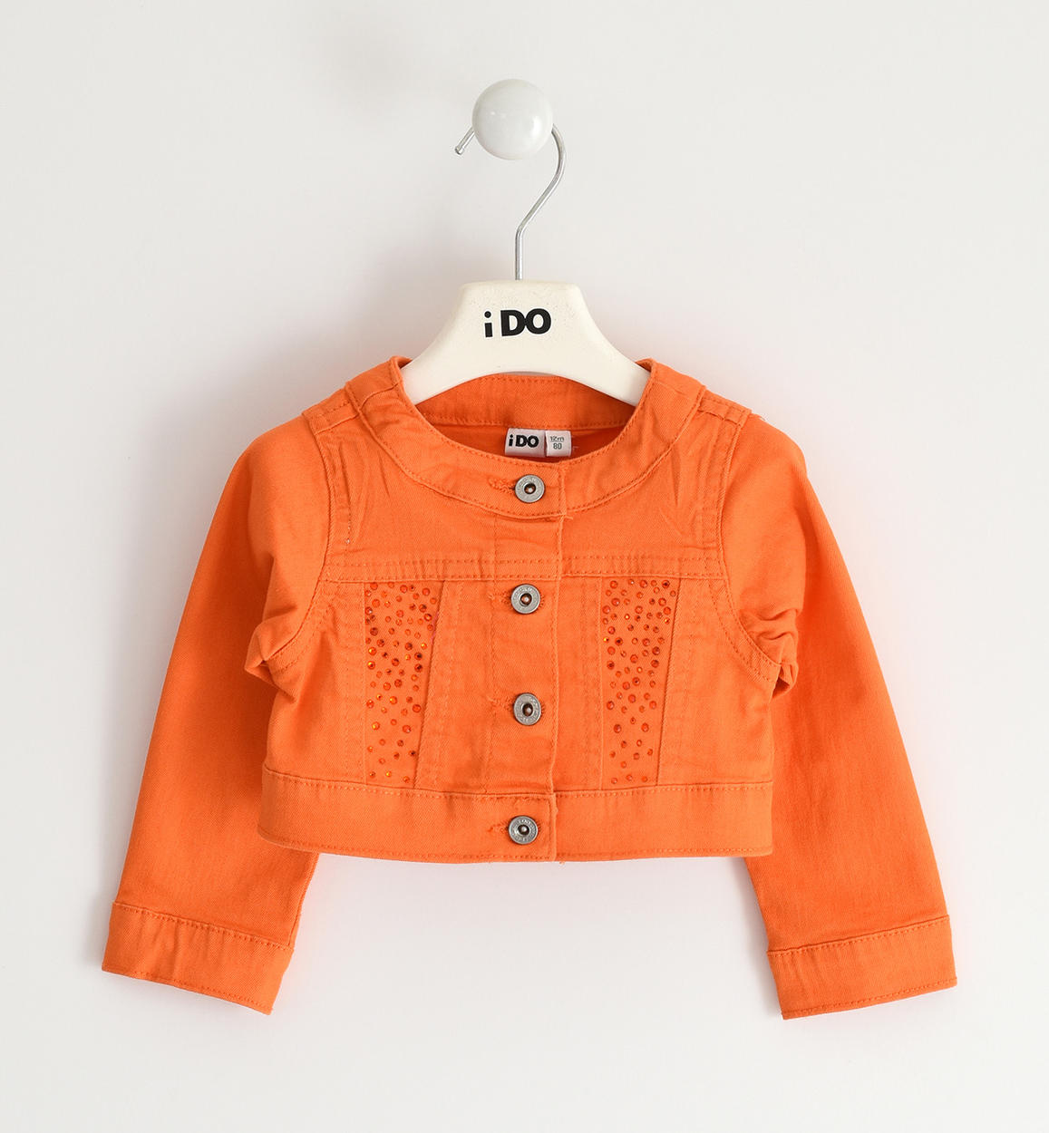 Twill girl's jacket with rhinestones for girls from 6 months to 8 years old ORANGE iDO