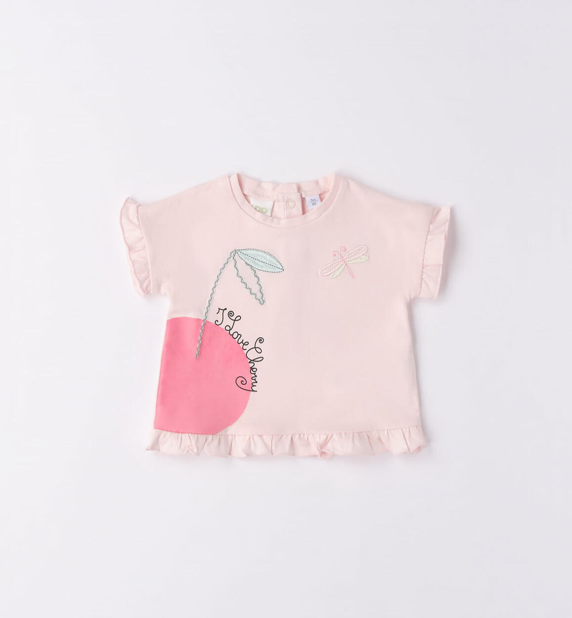 iDO embroidered baby girl T-shirt from 1 to 24 months PINK iDO