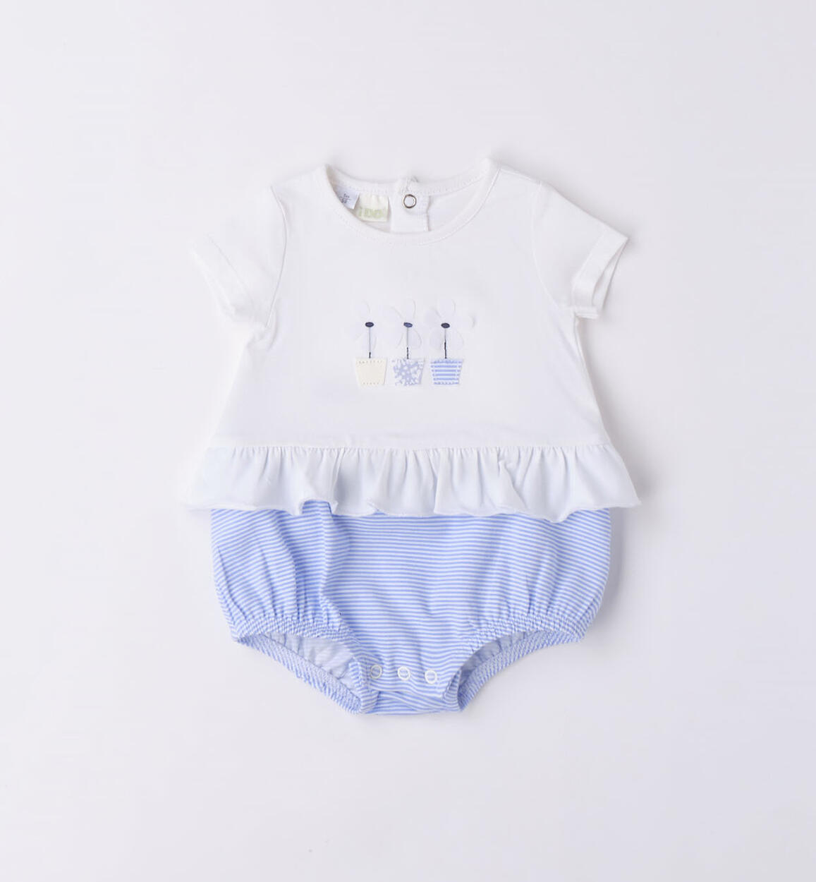 Baby girl romper with flowers WHITE iDO