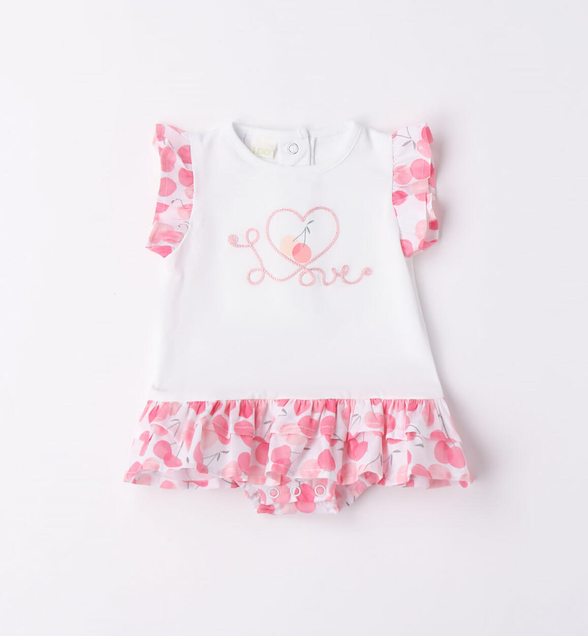 iDO embroidered romper for baby girl from 0 to 18 months WHITE iDO