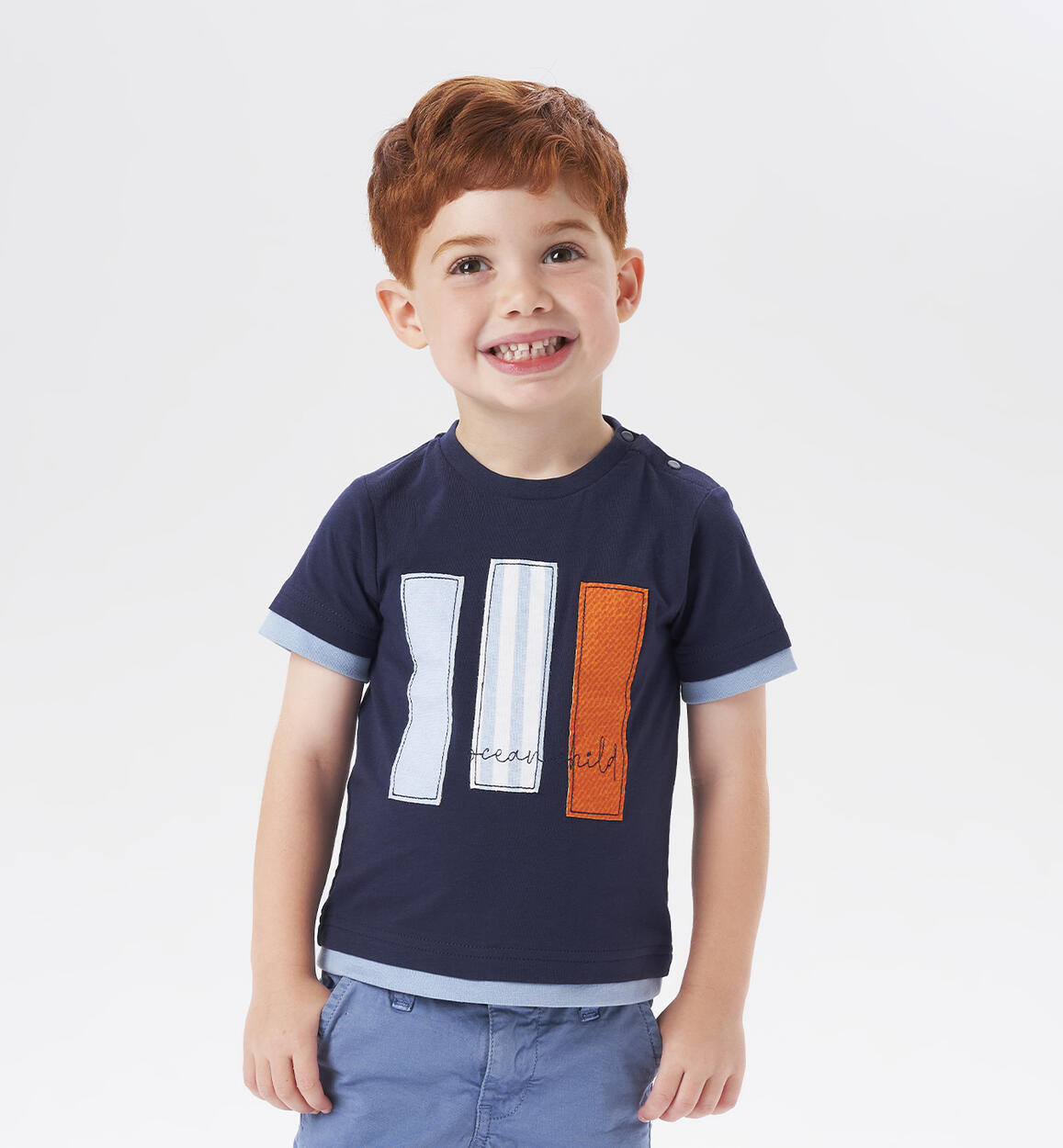 T-shirt bambino con applicazioni BLU iDO