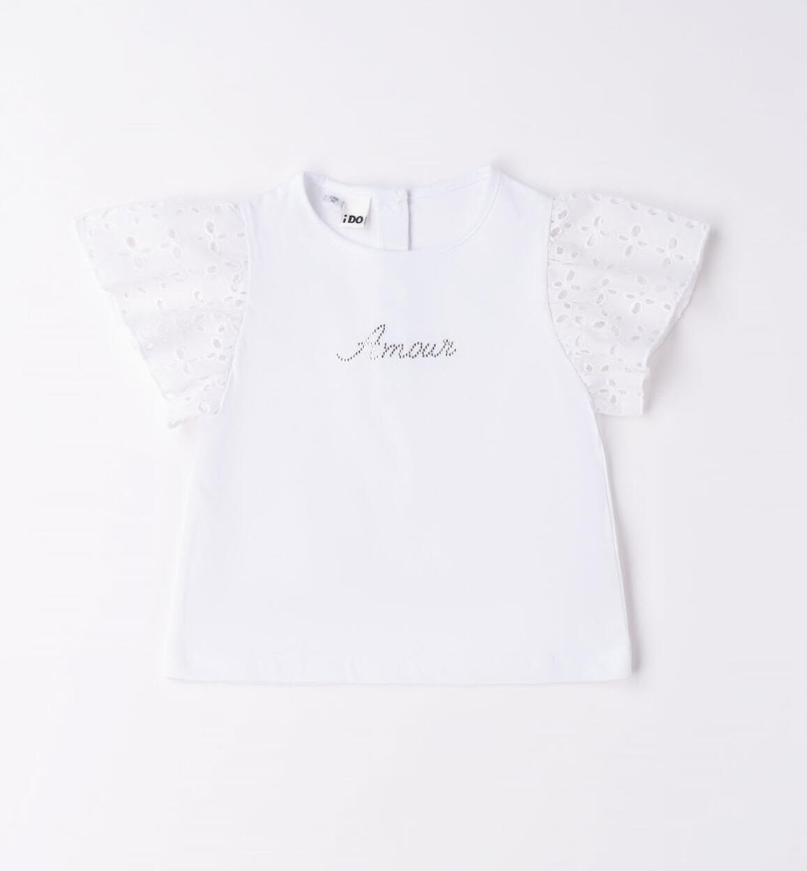 iDO girl's T-shirt with rhinestones from 9 months to 8 years WHITE iDO