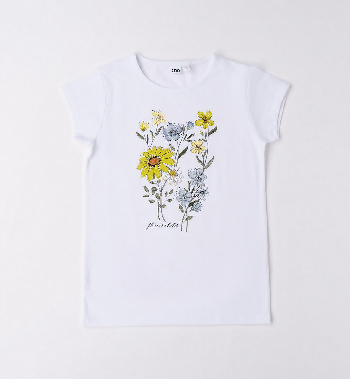 T-shirt ragazza con fiori BIANCO iDO