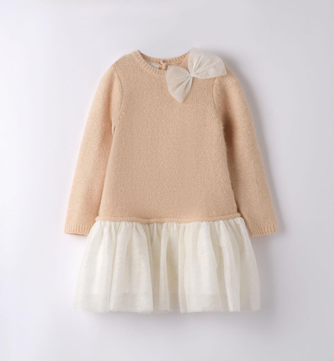 Abito bambina in tulle e tricot BEIGE iDO