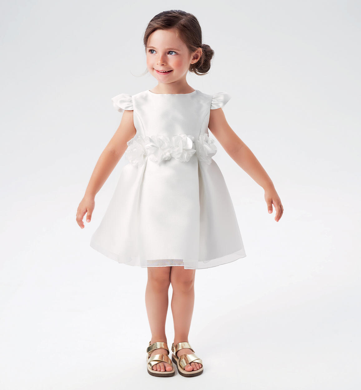 Sarabanda occasion wear dress with belt for girls from 9 months to 8 years CREAM Sarabanda