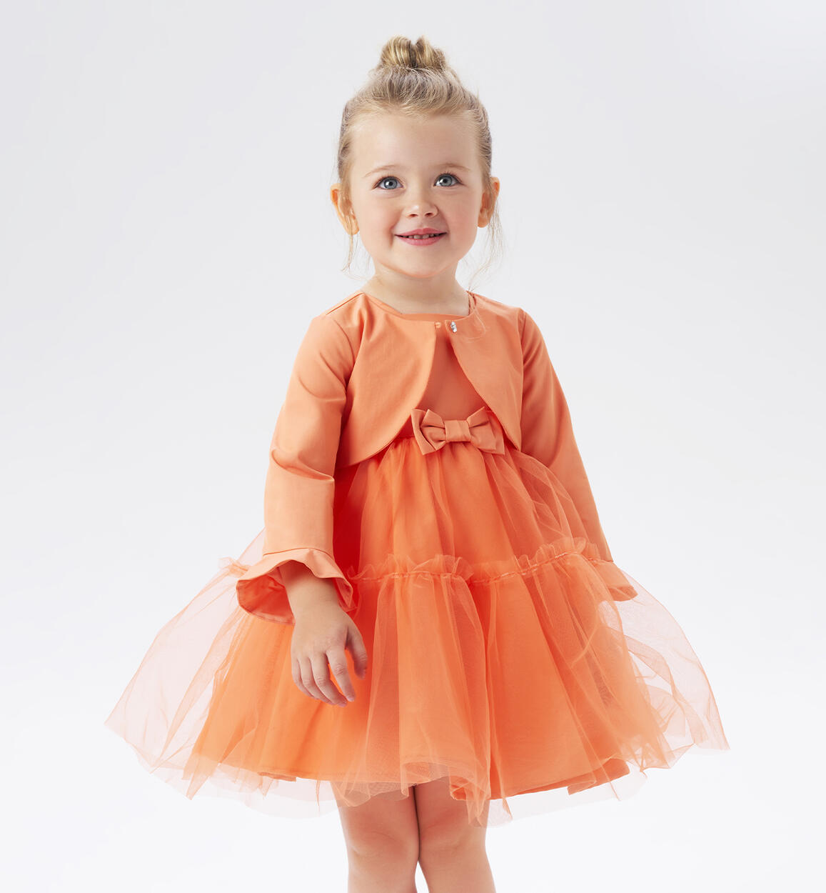 Sarabanda occasion wear dress with shrug for girls from 9 months to 8 years ORANGE Sarabanda