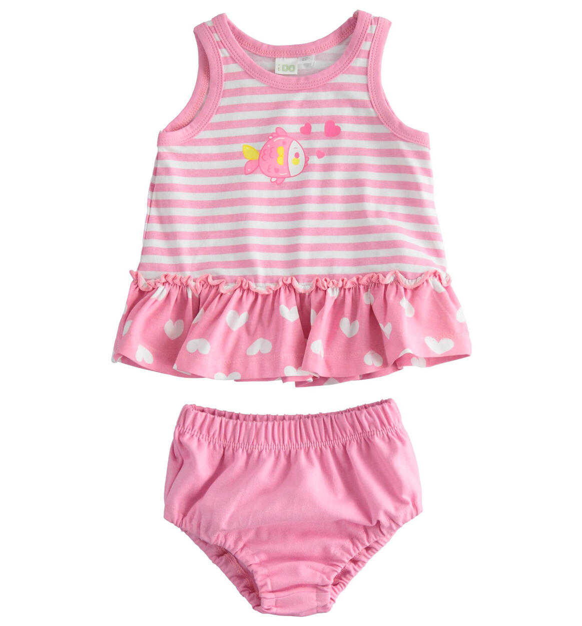 Abito neonata mare con pesciolino linea beachwear ROSA iDO