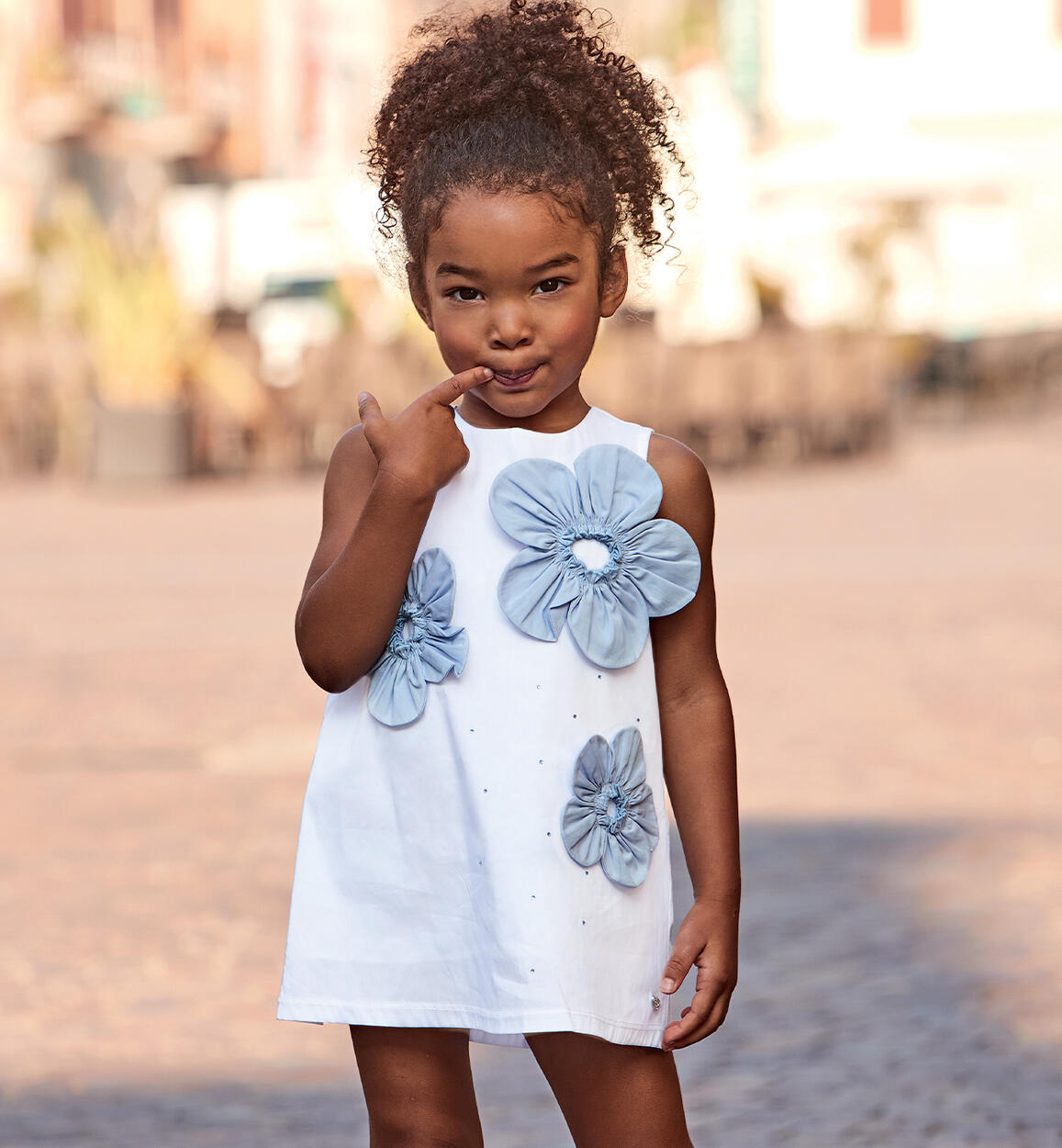 Abito per bambina con fiori BIANCO Sarabanda