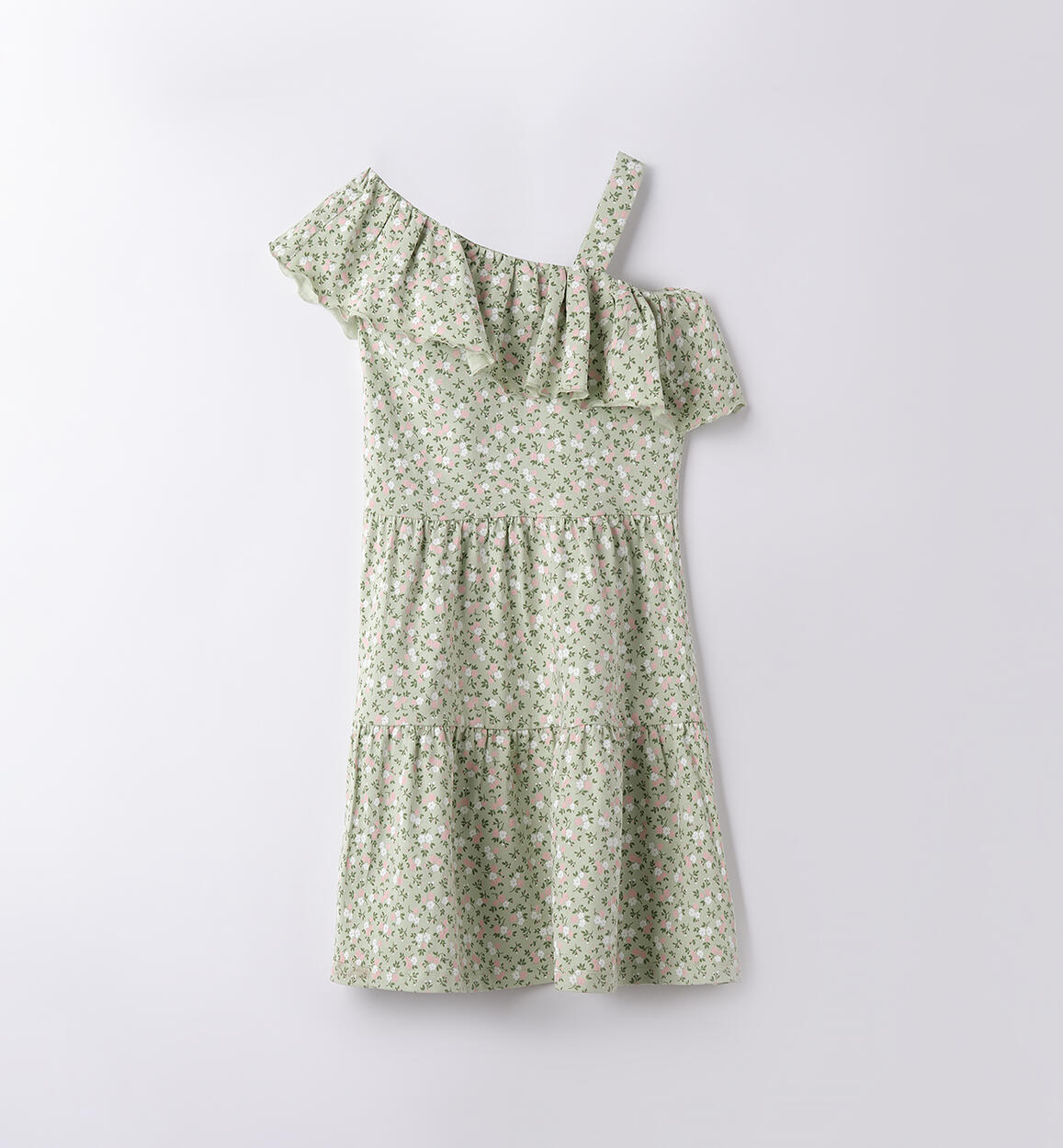 Cool girl's dress with little flowers GREEN iDO