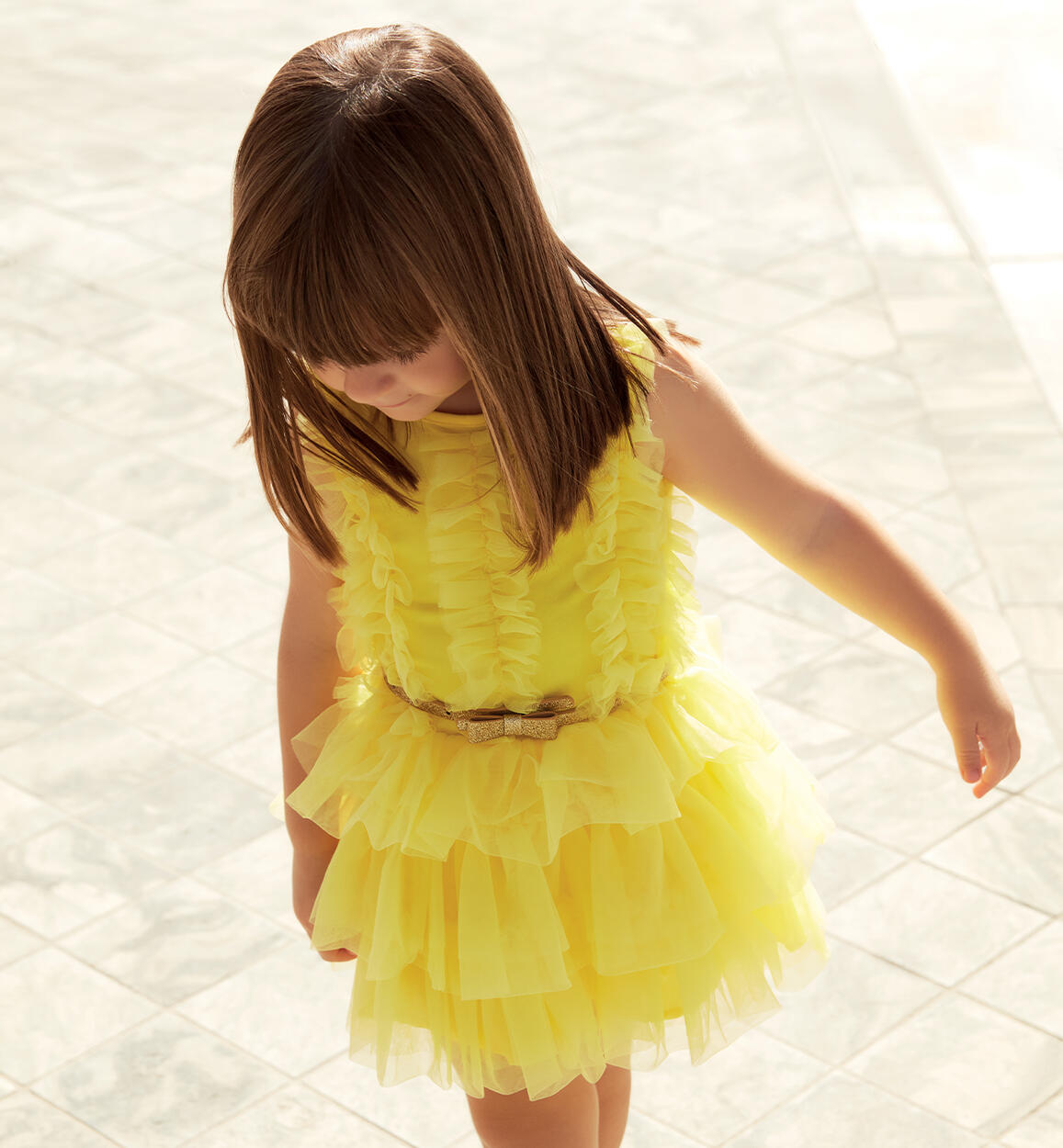 iDO sleeveless tulle dress for girls from 9 months to 8 years YELLOW iDO