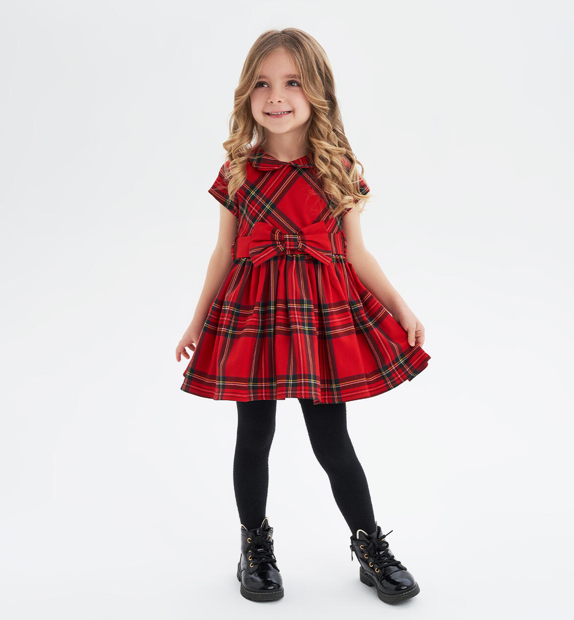 Abito tartan bambina ROSSO iDO