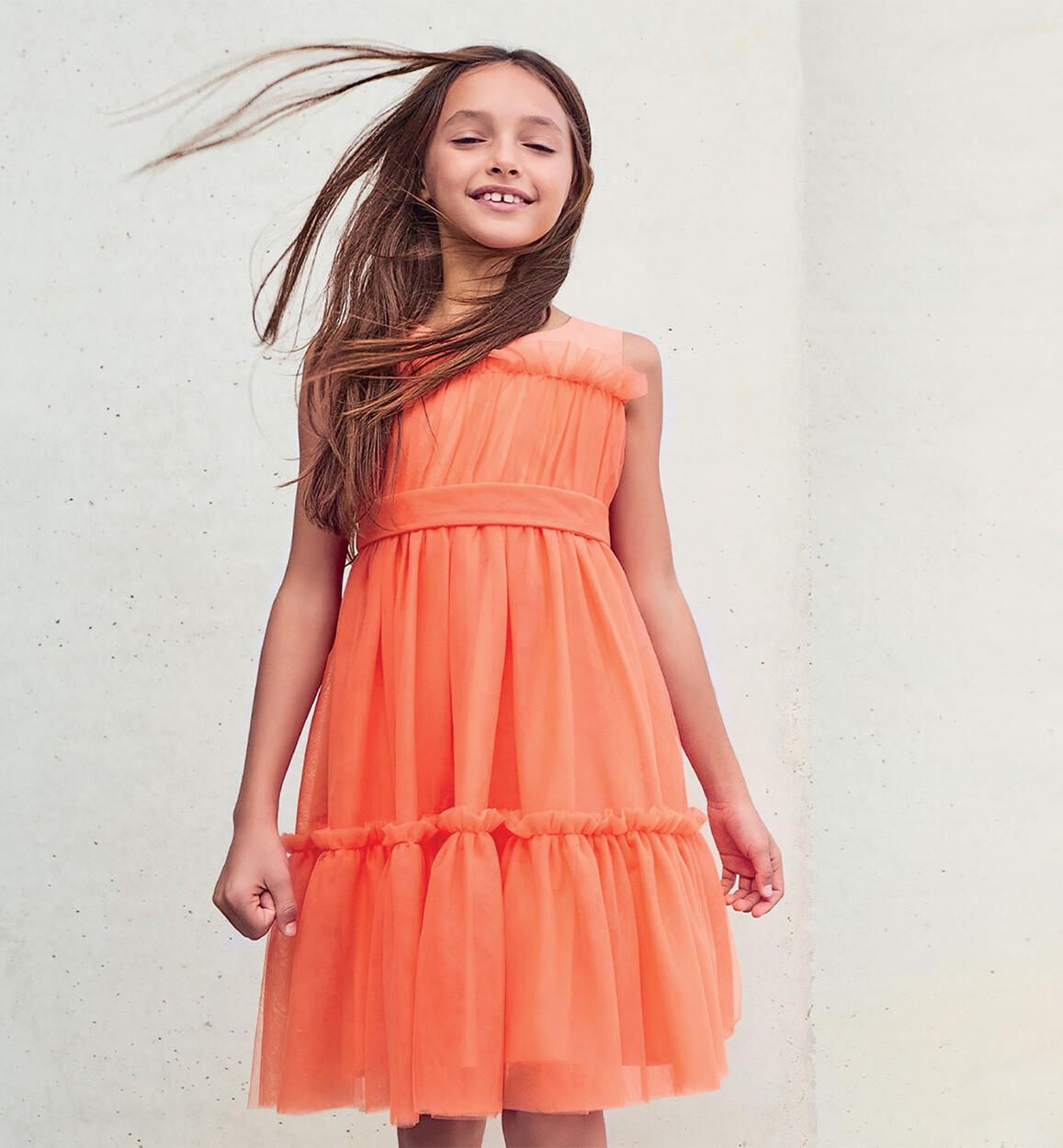 Sarabanda tulle dress for girls from 8 to 16 years ORANGE Sarabanda