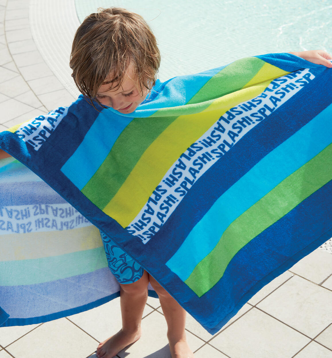 Boys' beach robe LIGHT BLUE iDO