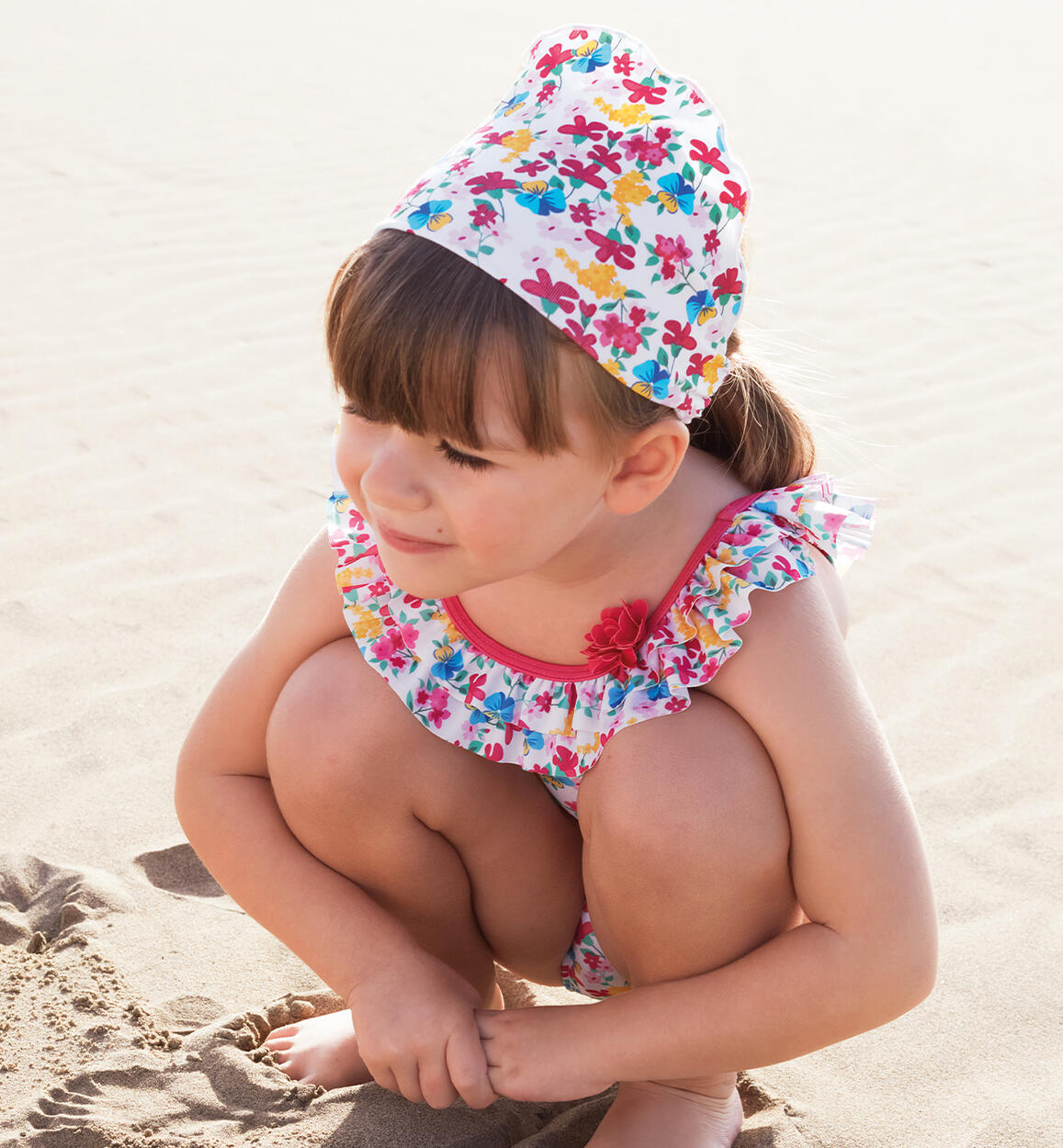 Bandana mare bambina fiorellini BIANCO iDO