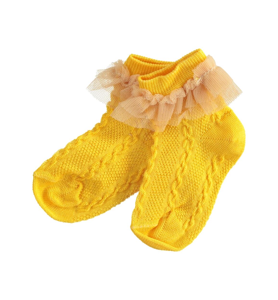 Calzini neonata con balza in tulle GIALLO Minibanda