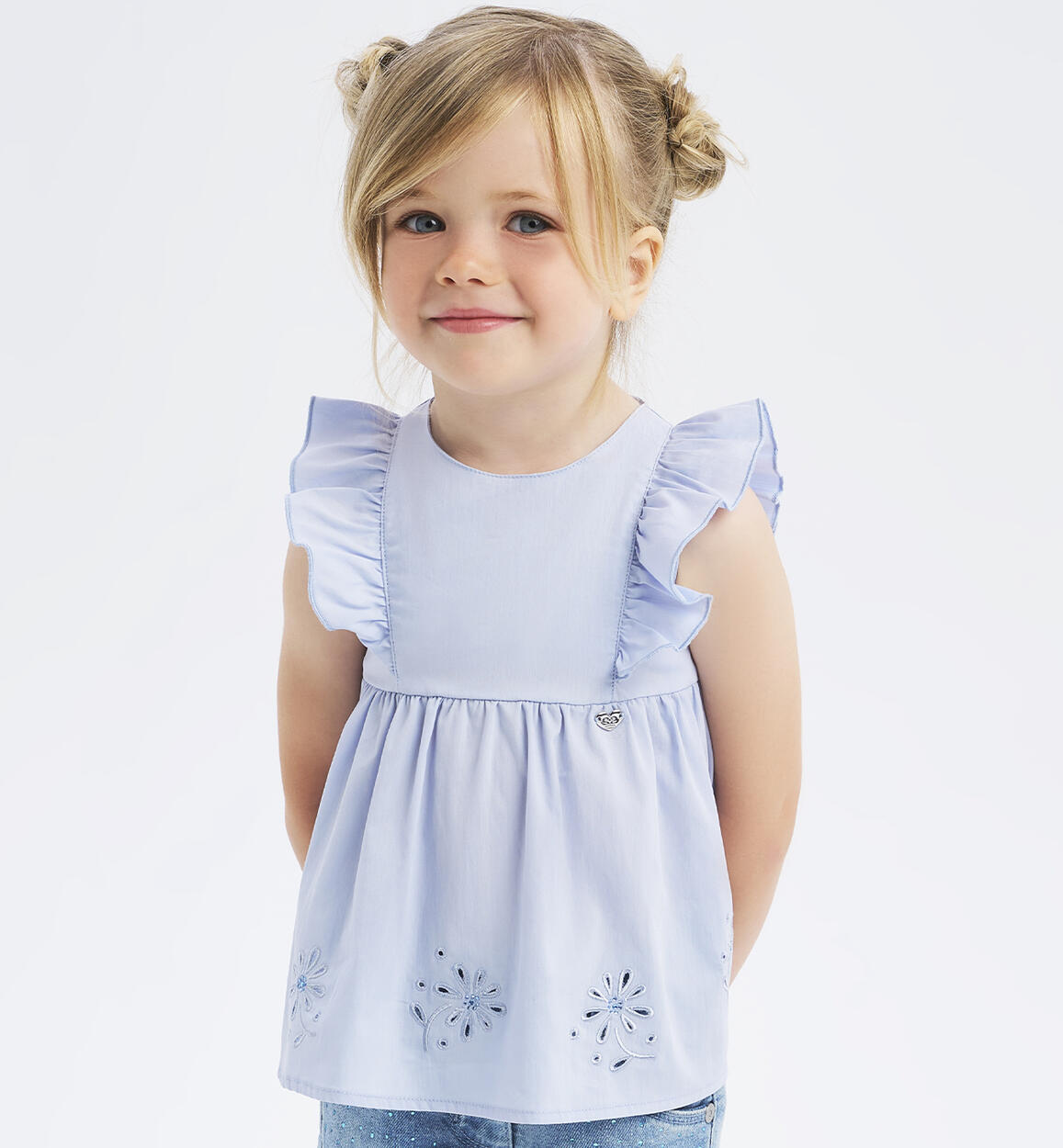 Camicetta bambina con fiori BLU Sarabanda