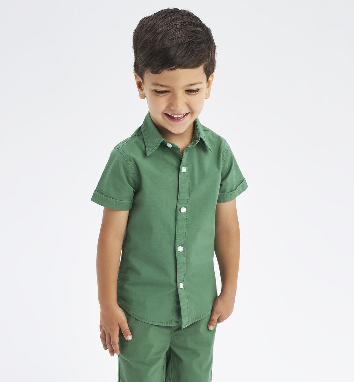 Boys' short-sleeved shirt GREEN iDO