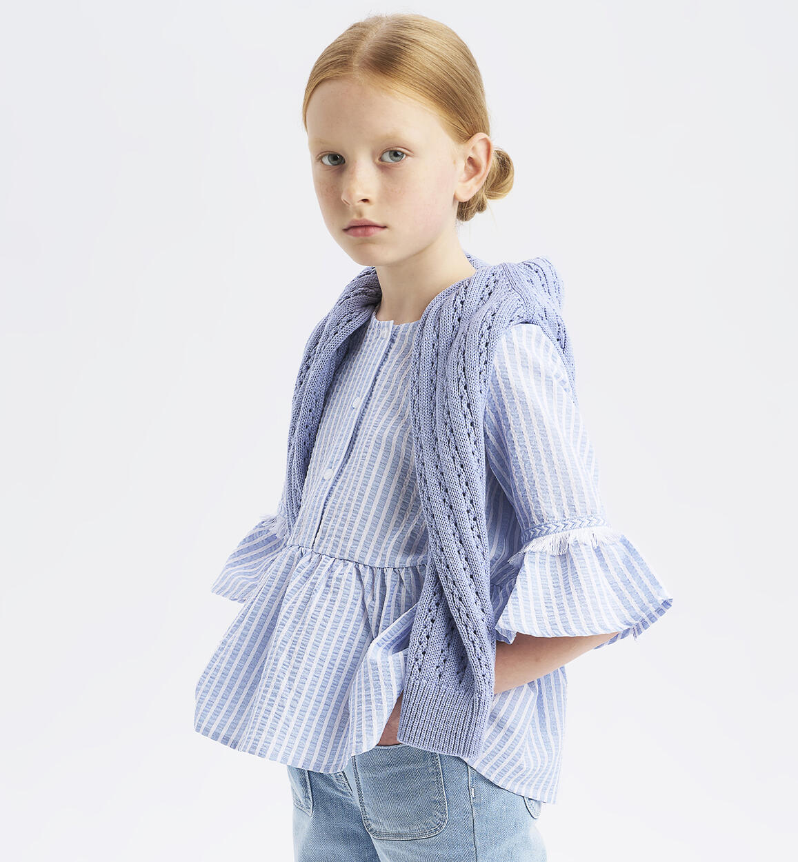 Girl's striped shirt LIGHT BLUE iDO