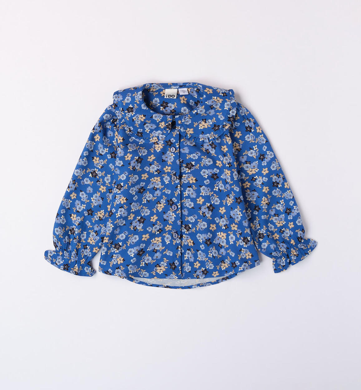 Camicia bambina con fiori AZZURRO iDO