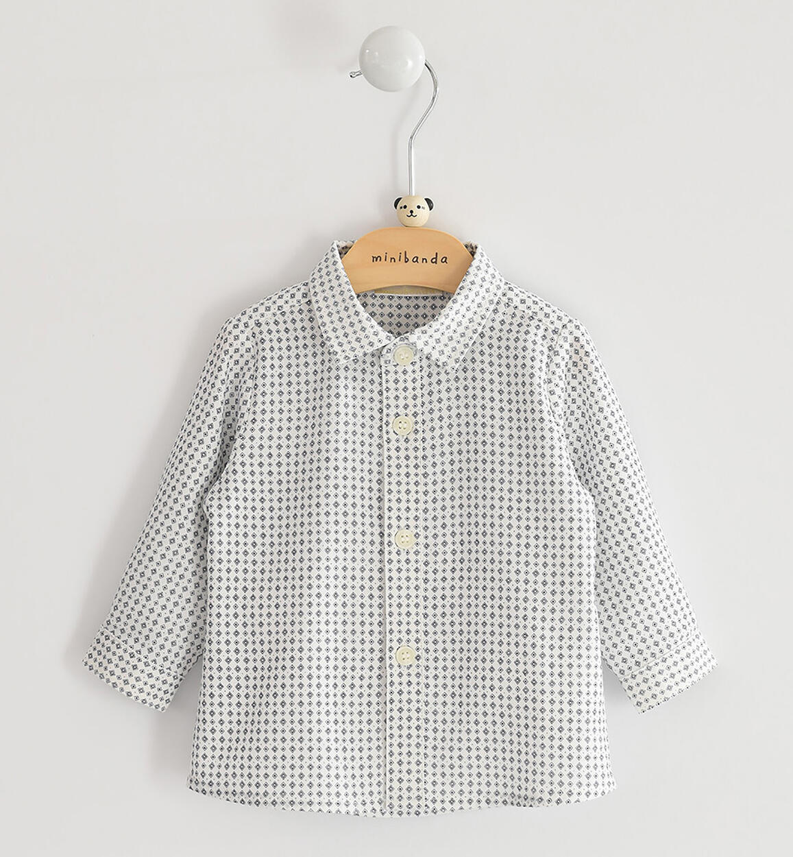 Camicia classica micro fantasia per neonato PANNA Minibanda