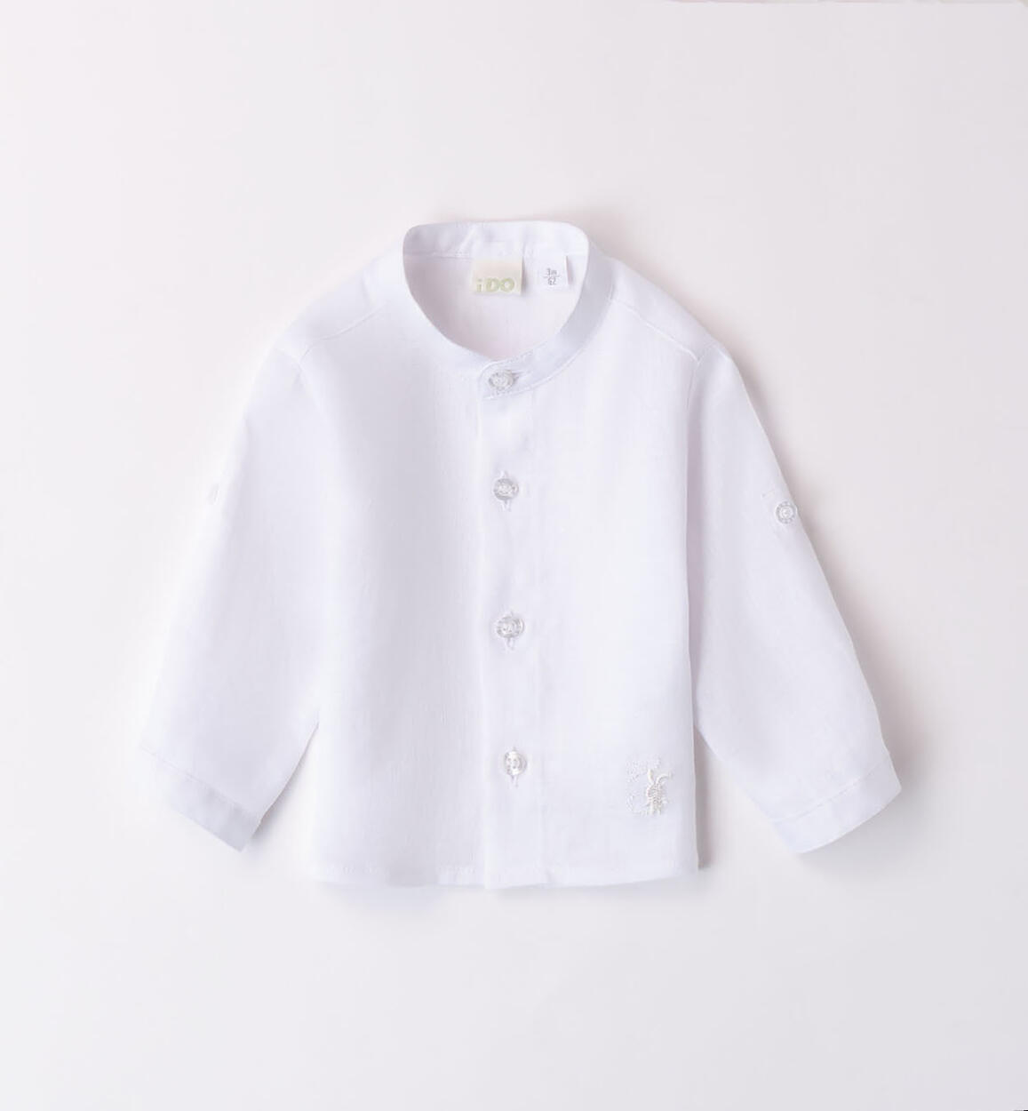 Camicia coreana neonato in lino BIANCO iDO