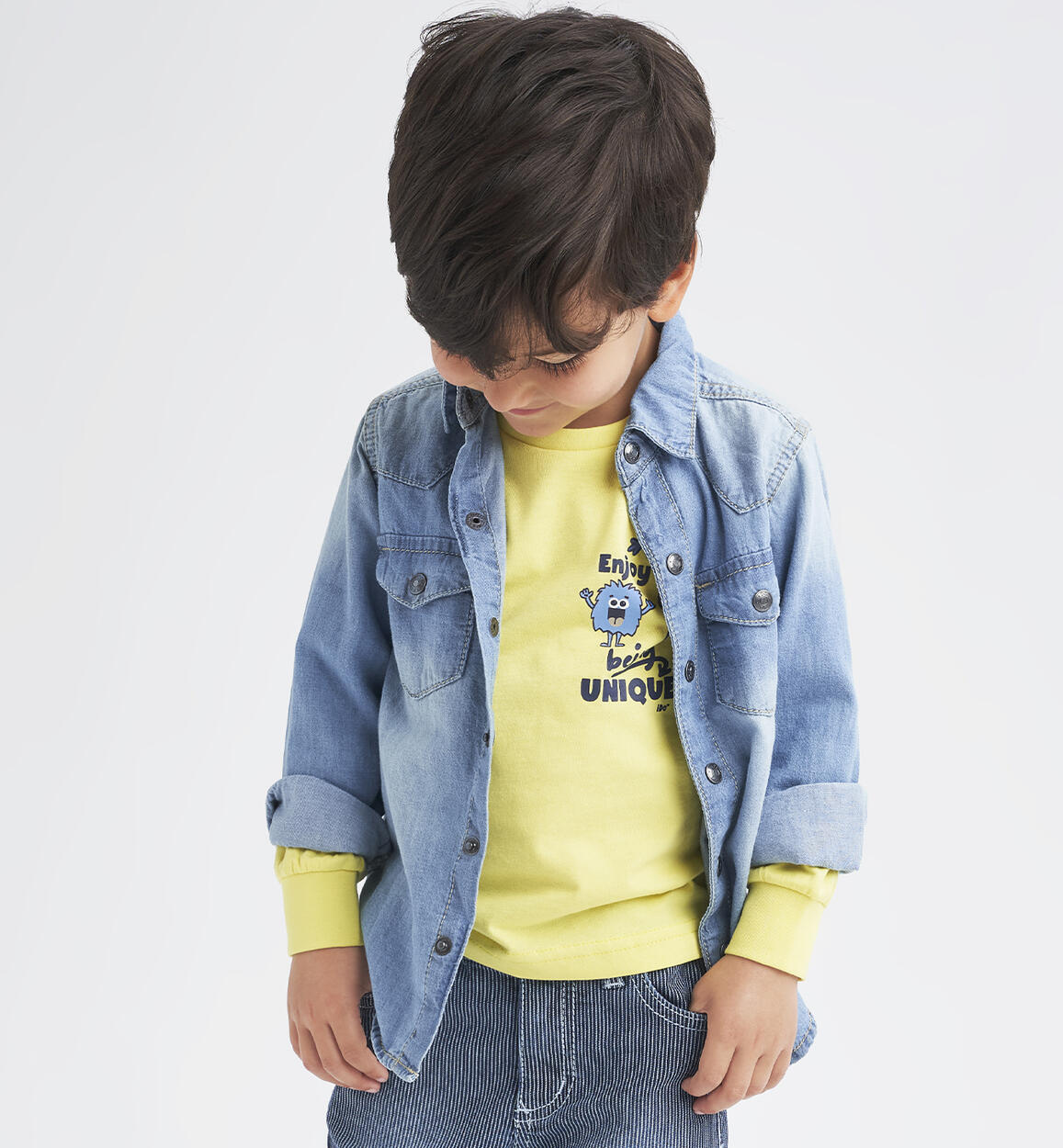 Boys' denim shirt BLUE iDO