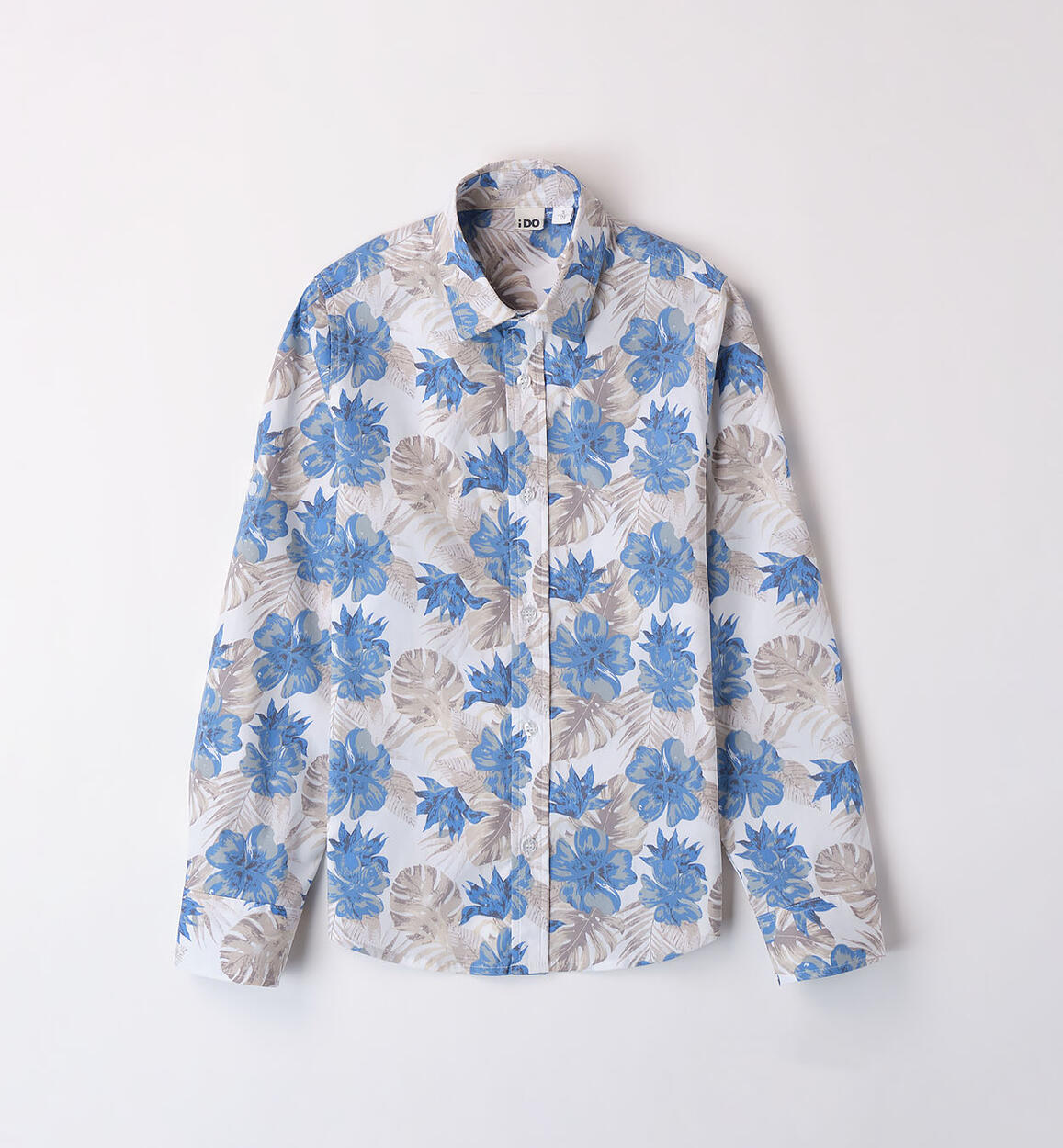 Camicia fiori per ragazzo AZZURRO iDO