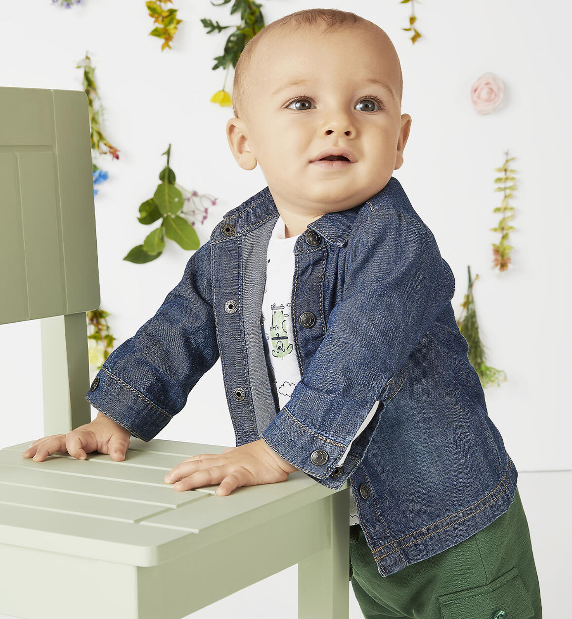 Baby boys' denim shirt BLUE iDO