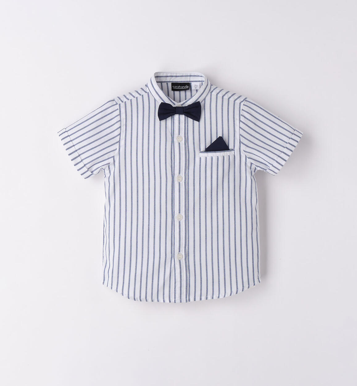 Camicia manica corta bambino con papillon BLU Sarabanda