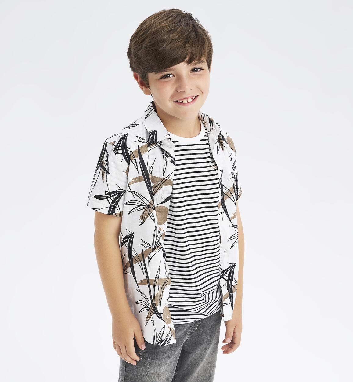 Boys' short-sleeved shirt WHITE iDO