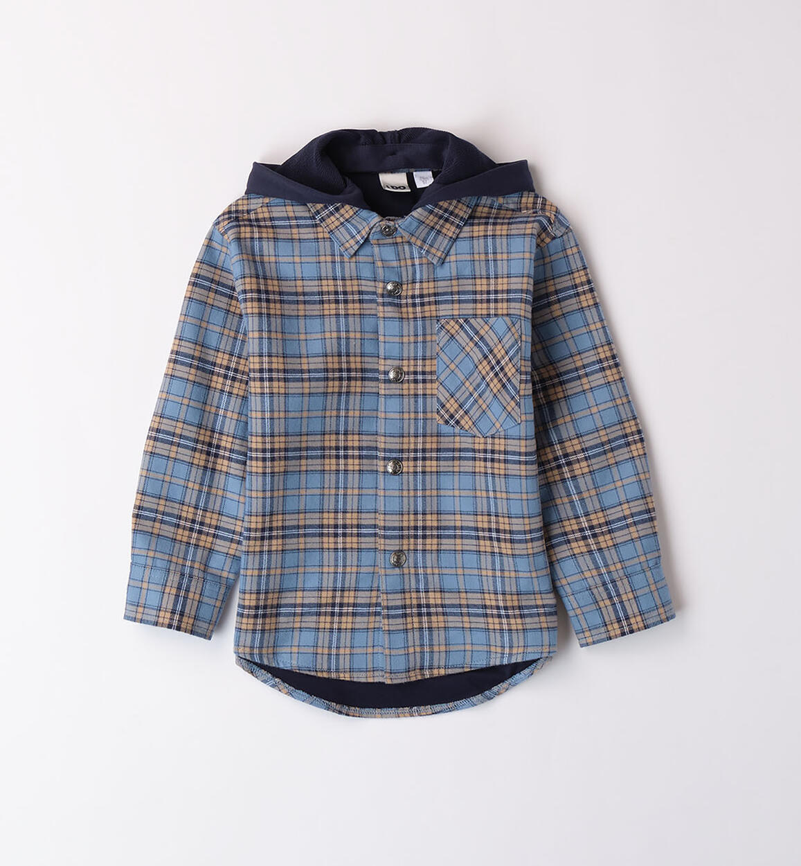 Girls' long-sleeved shirt with hood BLUE iDO