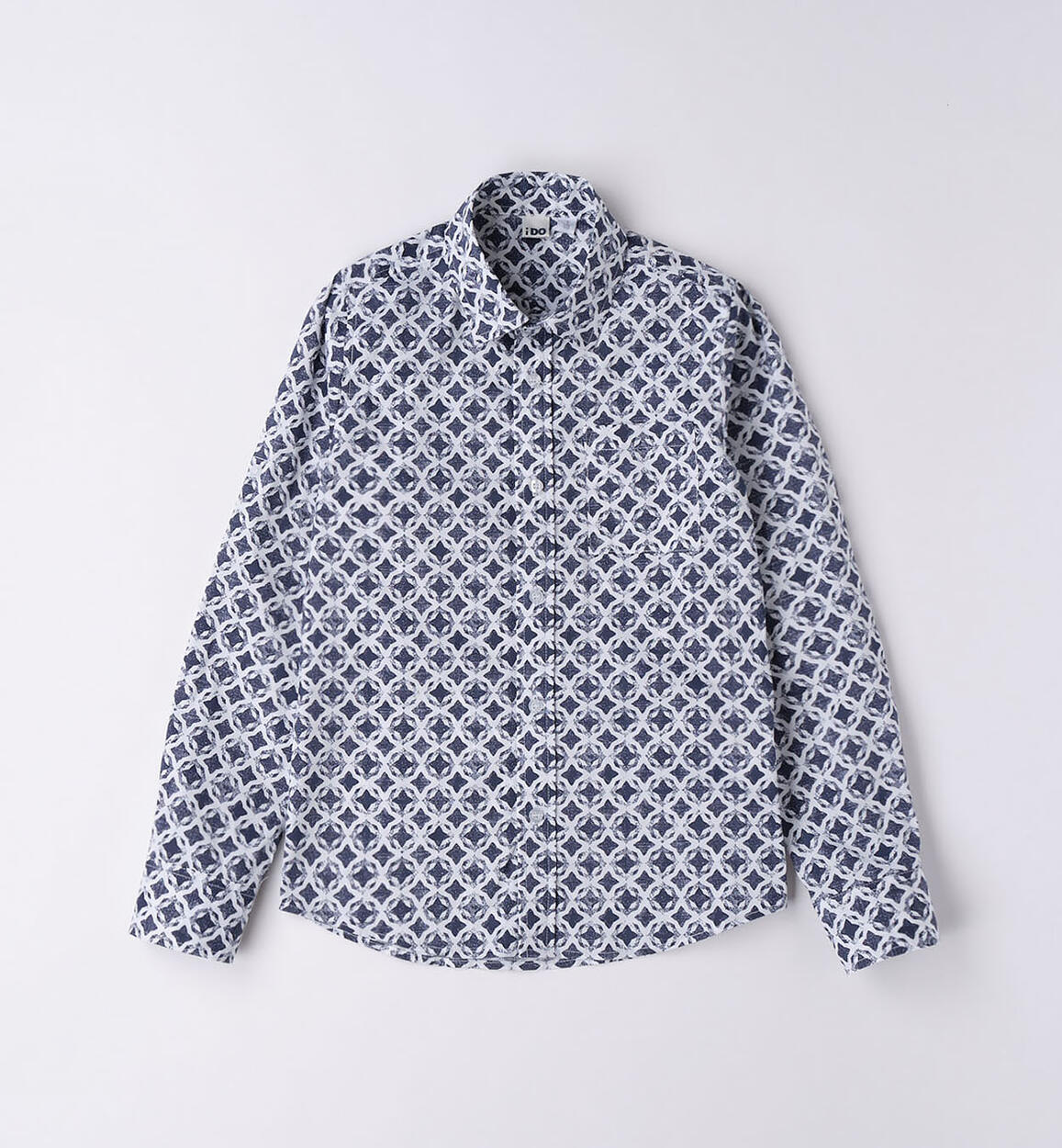 iDO patterned long-sleeved shirt for boys from 8 to 16 years BLUE iDO