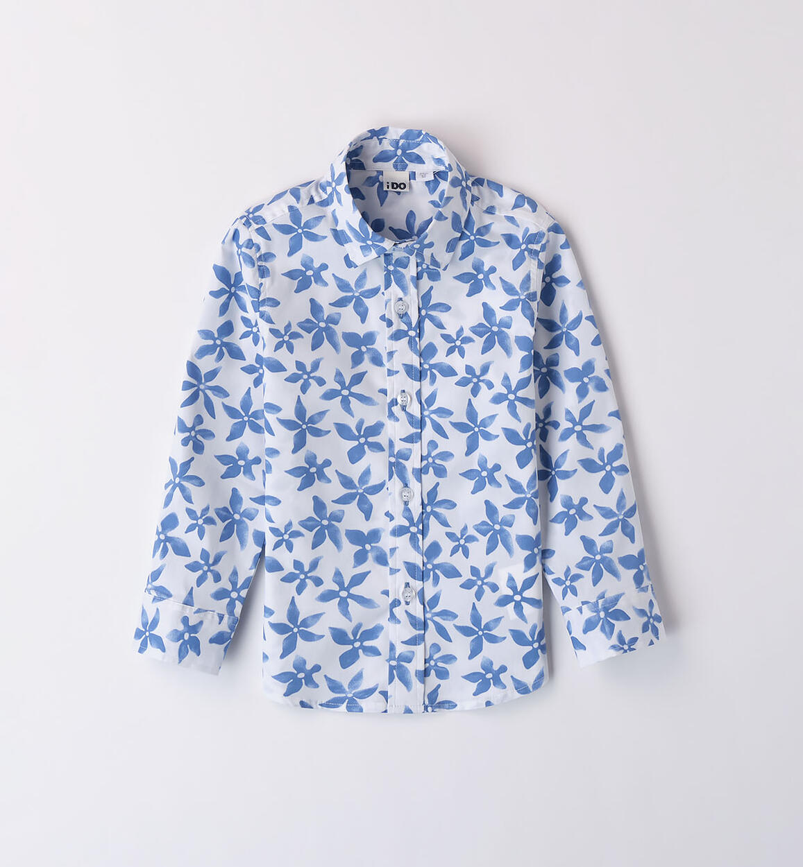 Floral patterned long-sleeved shirt for boys WHITE iDO