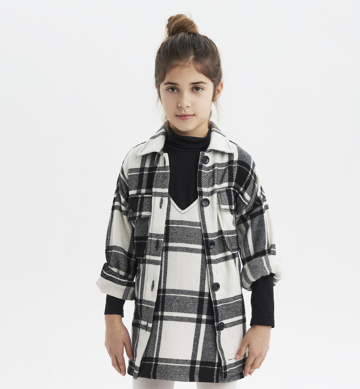 iDO checked shirt for girls aged 8 to 16 years CREAM iDO