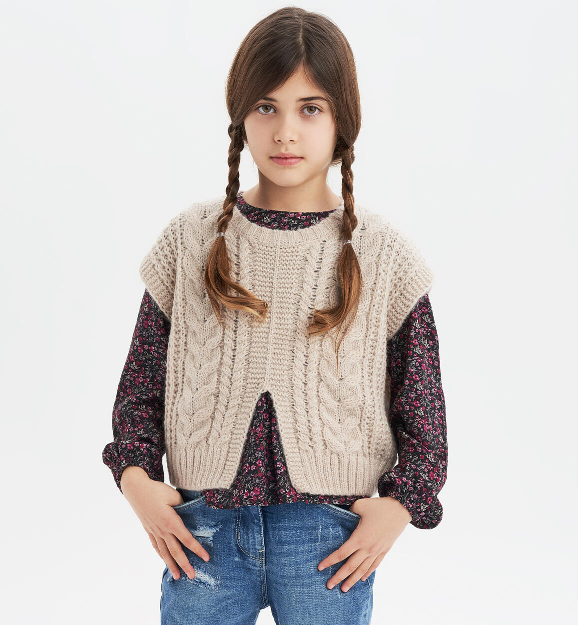 iDO all-over floral shirt for girls from 8 to 16 years BROWN iDO