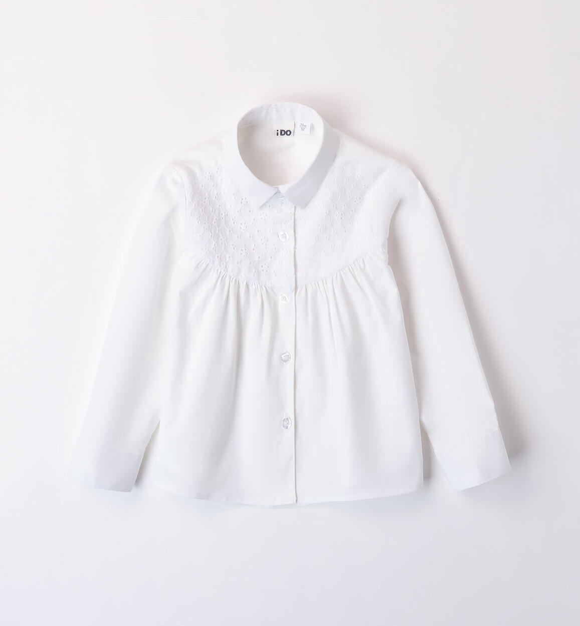 Girls' broderie anglaise shirt WHITE iDO