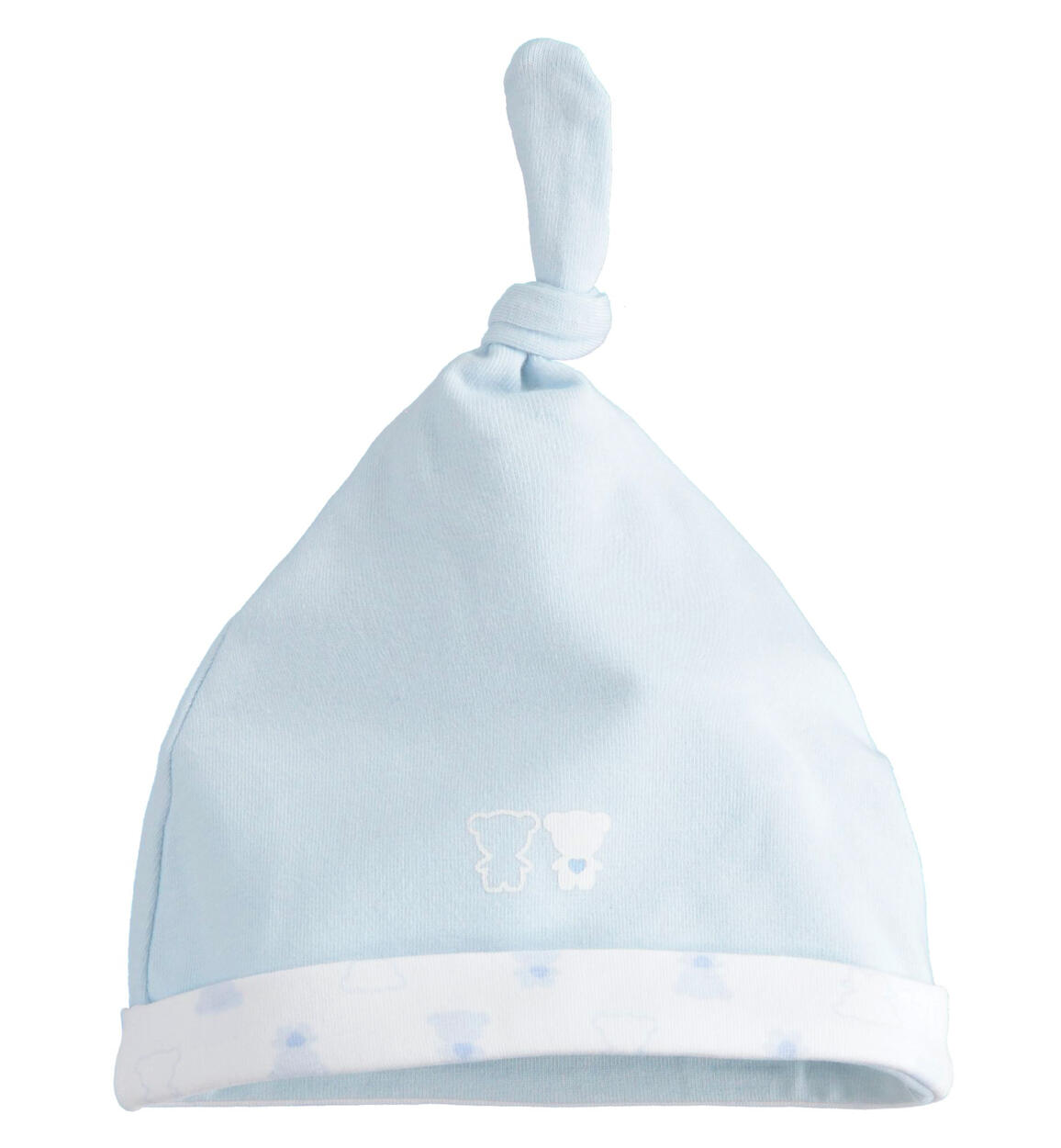 Cappellino modello cuffia modello unisex con nodo AZZURRO iDO