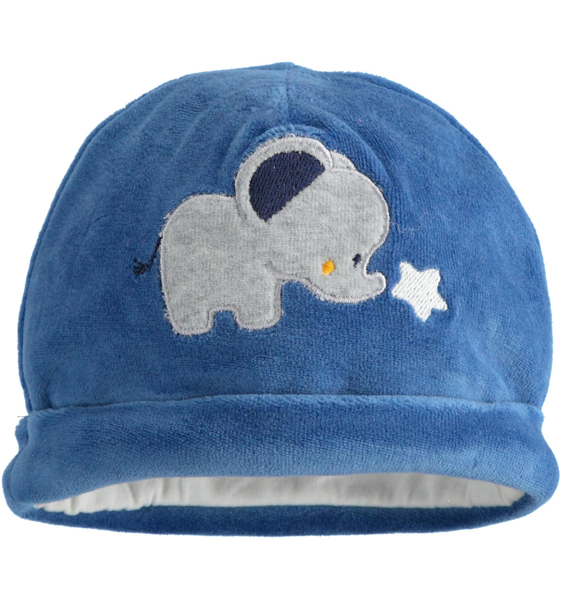 Cappellino neonato in ciniglia BLU iDO