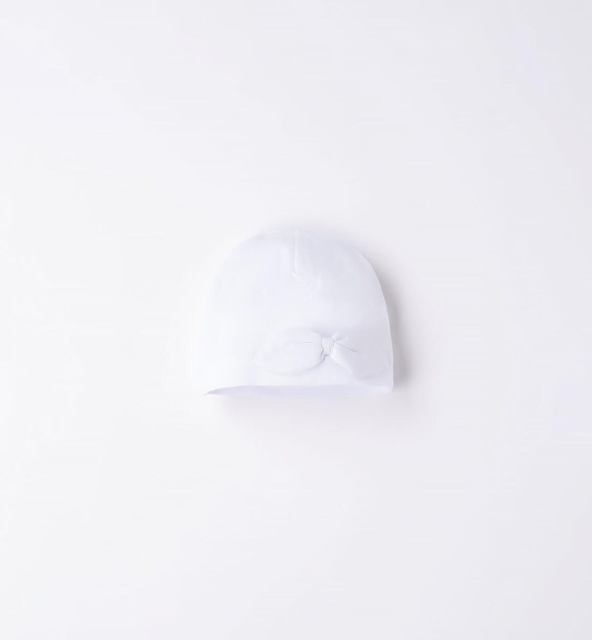 Cappello cuffia neonata con fiocco BIANCO iDO