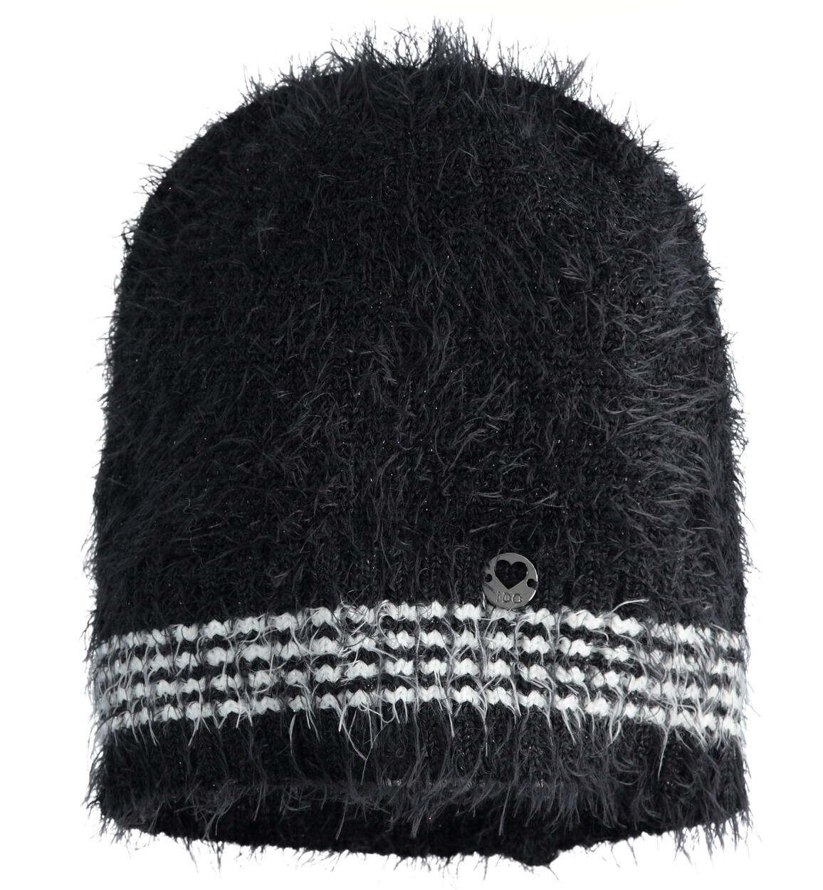 Cappello modello cuffia in tricot lurex a filato lungo NERO iDO