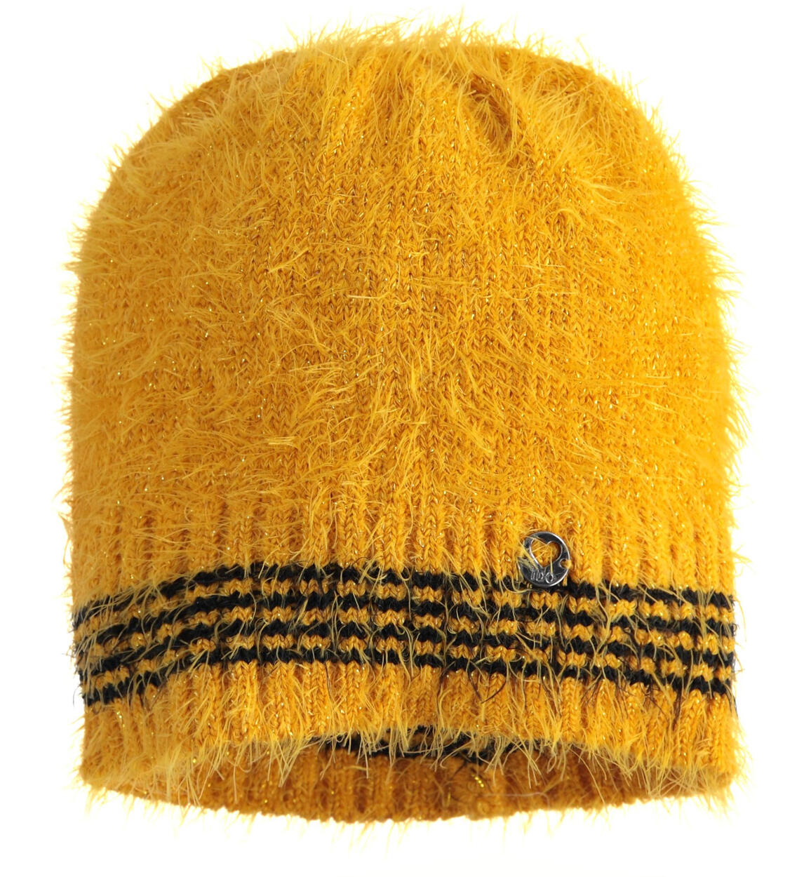 Cappello modello cuffia in tricot lurex a filato lungo GIALLO iDO