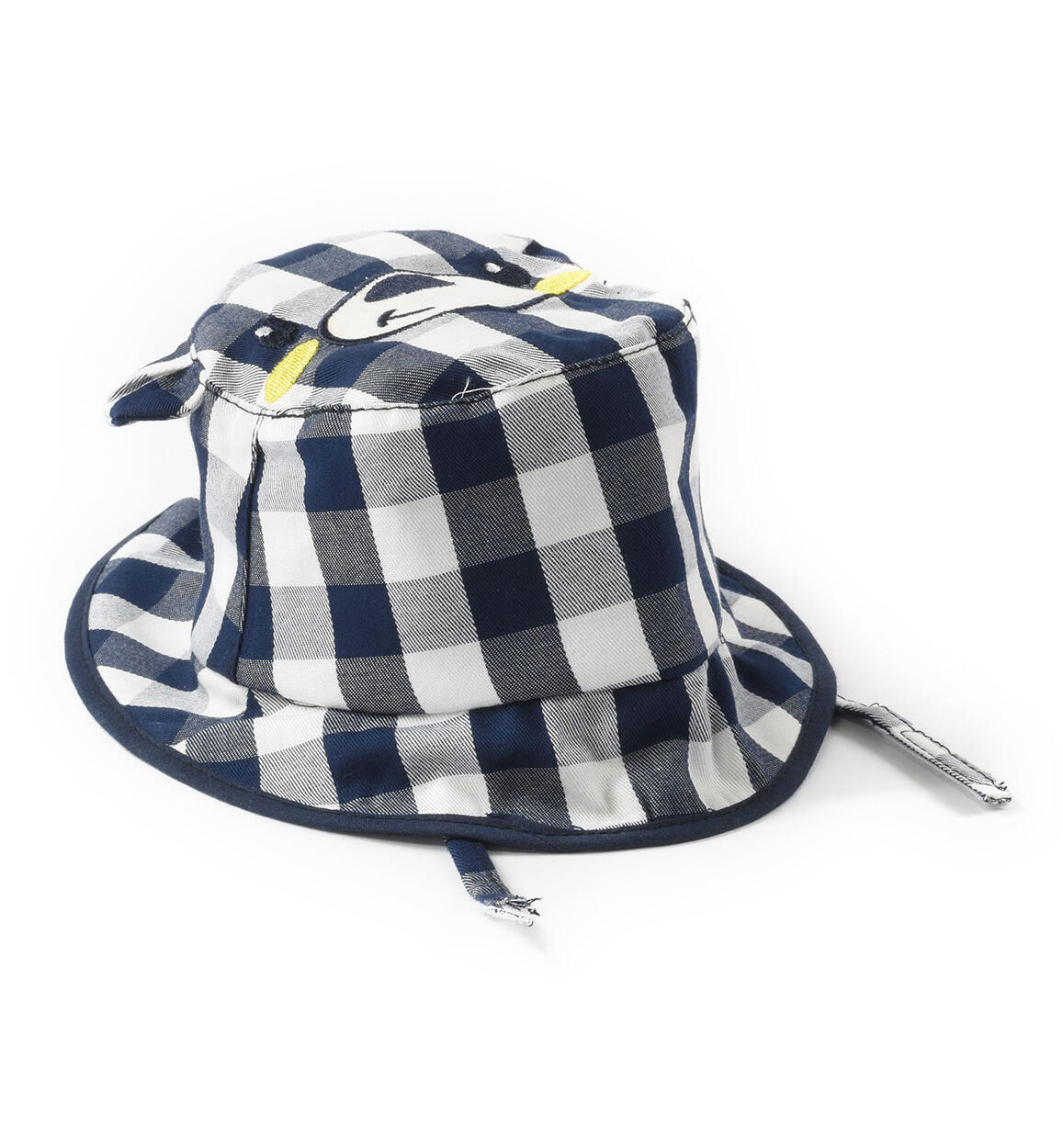 Cappello neonato 100% cotone fantasia check BLU iDO