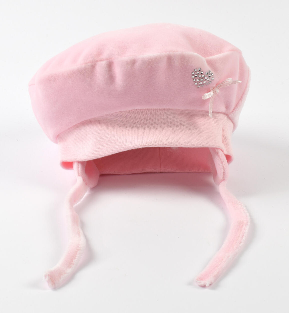 Cappello per neonata in ciniglia modello basco ROSA iDO