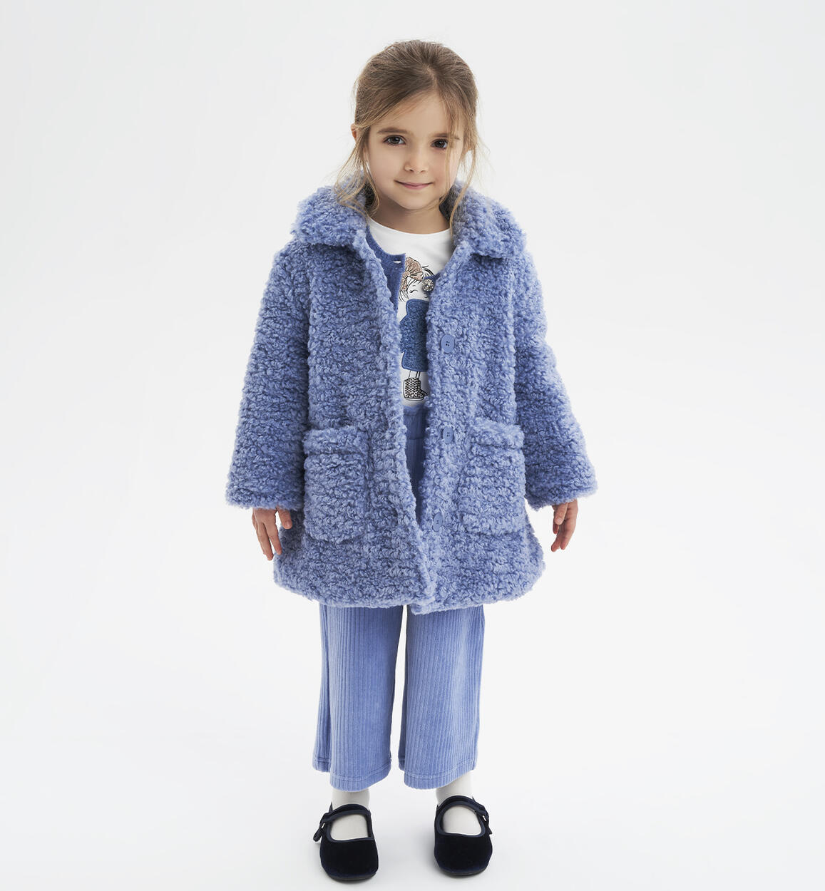 Cappotto teddy per bambina BLU iDO